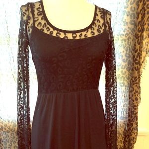 VOLCOM Mini long sleeve leopard overlay dress